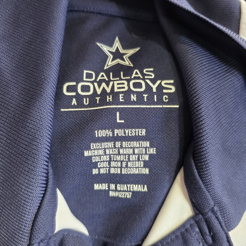 Dallas Cowboys Pullover Shirt Short Sleeve Polyester Knit Button Collar Size L - Picture 3 of 9